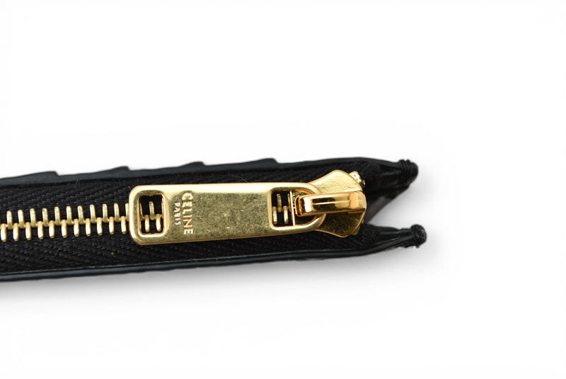 セリーヌ コインケース/カードホルダー CELINE ジップ付コンパクト カードホルダー/フラグメントケース ブラック 10B683BEL【中古】