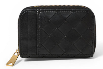 ボッテガヴェネタ カードケース/コインケース BOTTEGA VENETA ミニ財布 タイニー ジップアラウンドウォレット ブラック 708590 VCPP【中古】