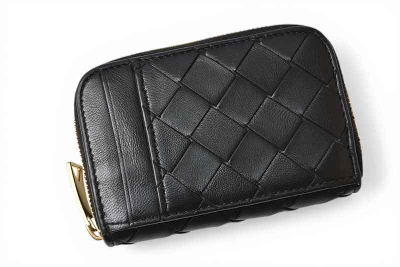 ボッテガヴェネタ カードケース/コインケース BOTTEGA VENETA ミニ財布 タイニー ジップアラウンドウォレット ブラック 708590 VCPP【中古】