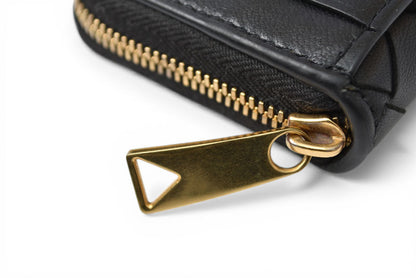 ボッテガヴェネタ カードケース/コインケース BOTTEGA VENETA ミニ財布 タイニー ジップアラウンドウォレット ブラック 708590 VCPP【中古】