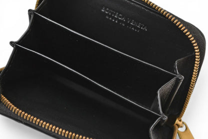 ボッテガヴェネタ カードケース/コインケース BOTTEGA VENETA ミニ財布 タイニー ジップアラウンドウォレット ブラック 708590 VCPP【中古】
