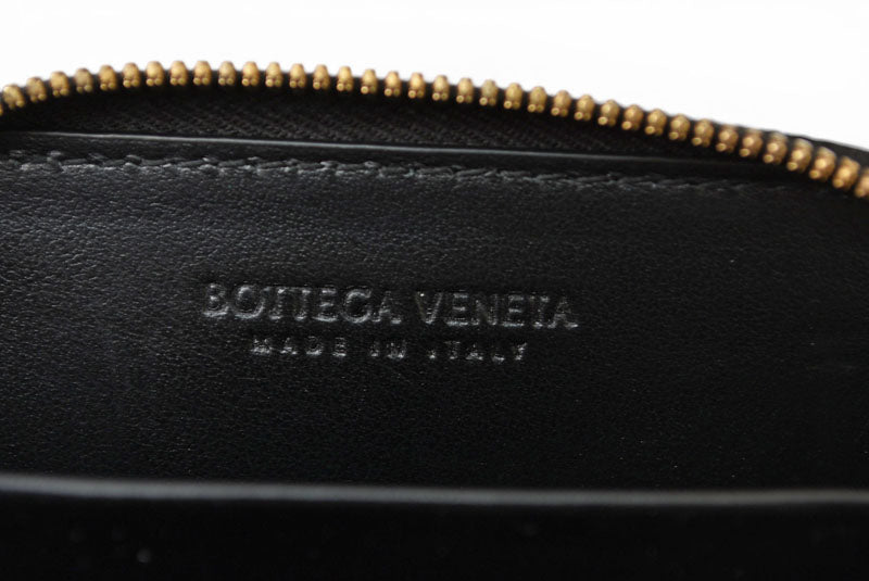 ボッテガヴェネタ カードケース/コインケース BOTTEGA VENETA ミニ財布 タイニー ジップアラウンドウォレット ブラック 708590 VCPP【中古】