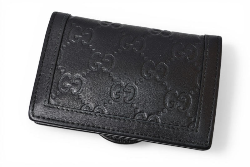 グッチ カードケース/名刺入れ GUCCI グッチシマ/インターロッキングG ブラック 232435【中古】