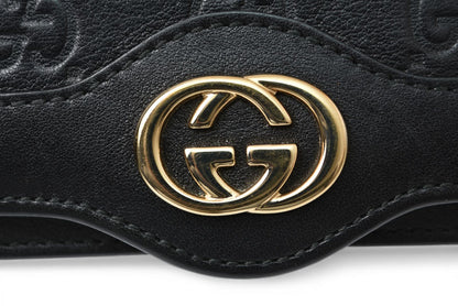 グッチ カードケース/名刺入れ GUCCI グッチシマ/インターロッキングG ブラック 232435【中古】