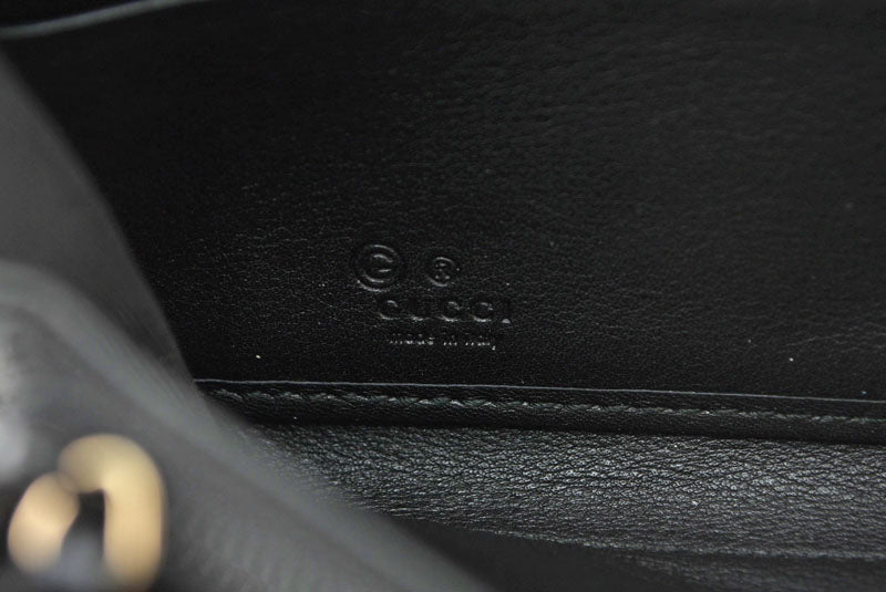 グッチ 財布 GUCCI 長財布/ラウンドファスナー式 マイクログッチシマ ブラック 449391【中古】