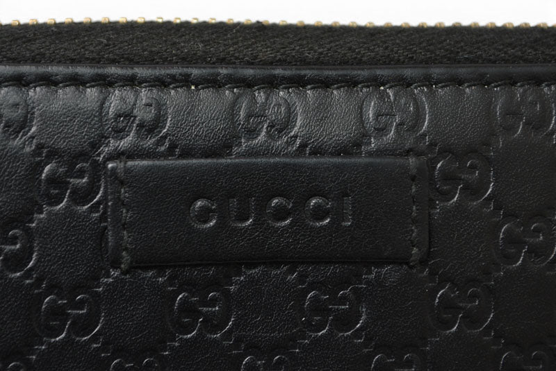 グッチ 財布 GUCCI 長財布/ラウンドファスナー式 マイクログッチシマ ブラック 449391【中古】