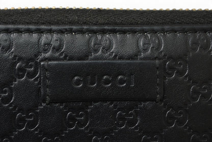 グッチ 財布 GUCCI 長財布/ラウンドファスナー式 マイクログッチシマ ブラック 449391【中古】