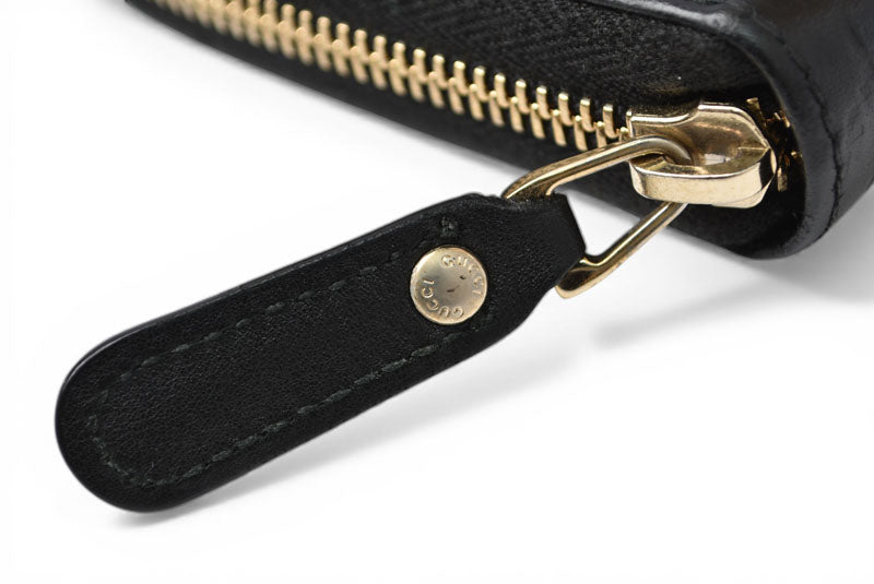グッチ 財布 GUCCI 長財布/ラウンドファスナー式 マイクログッチシマ ブラック 449391【中古】