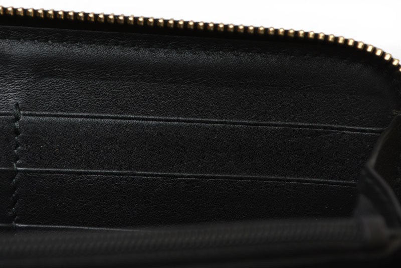 グッチ 財布 GUCCI 長財布/ラウンドファスナー式 マイクログッチシマ ブラック 449391【中古】