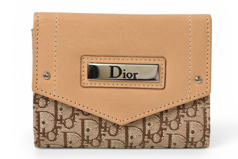 クリスチャンディオール キーケース Christian Dior ストリートシック ベージュ ジャガード/レザー【中古】