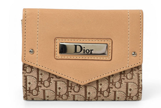 クリスチャンディオール キーケース Christian Dior ストリートシック ベージュ ジャガード/レザー【中古】