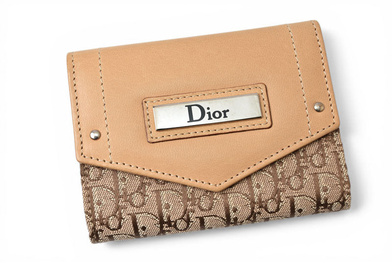 クリスチャンディオール キーケース Christian Dior ストリートシック ベージュ ジャガード/レザー【中古】