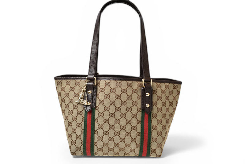 グッチ トートバッグ GUCCI ショルダーバッグ GGブラウン/ベージュ シェリーライン 137396【中古】