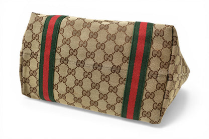 グッチ トートバッグ GUCCI ショルダーバッグ GGブラウン/ベージュ シェリーライン 137396【中古】
