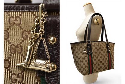 グッチ トートバッグ GUCCI ショルダーバッグ GGブラウン/ベージュ シェリーライン 137396【中古】
