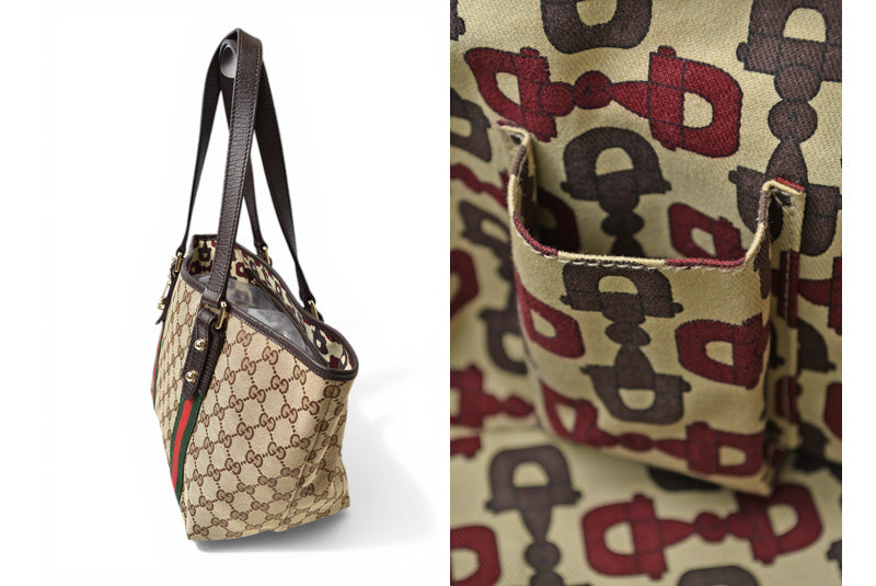 グッチ トートバッグ GUCCI ショルダーバッグ GGブラウン/ベージュ シェリーライン 137396【中古】