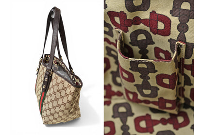 グッチ トートバッグ GUCCI ショルダーバッグ GGブラウン/ベージュ シェリーライン 137396【中古】