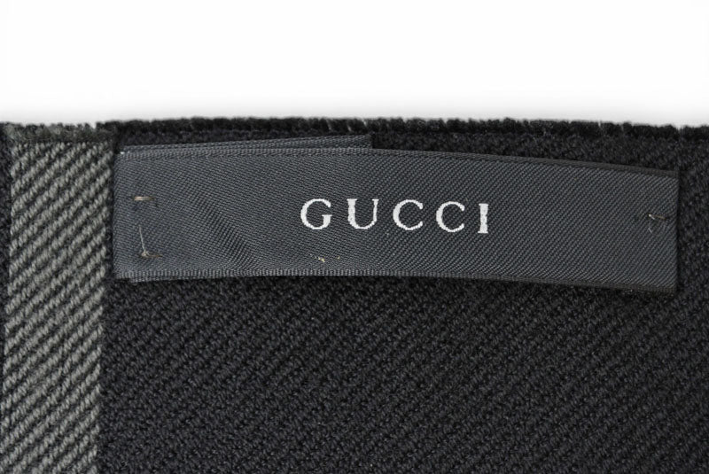 グッチ マフラー GUCCI メンズ ウインタースカーフ ウール100% GG柄/ブラック 544619【中古】