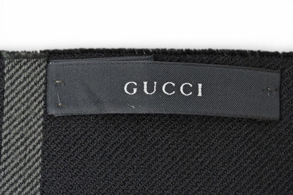 グッチ マフラー GUCCI メンズ ウインタースカーフ ウール100% GG柄/ブラック 544619【中古】