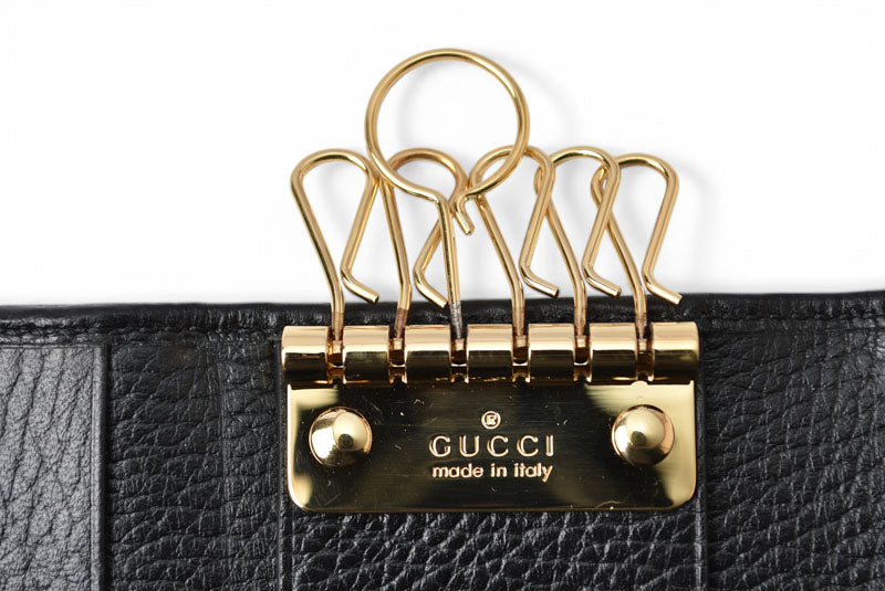 グッチ キーケース/キーホルダー GUCCI 6連 ダブルG ‎456118 CAO0G 1000 ユニセックス ブラック【中古】
