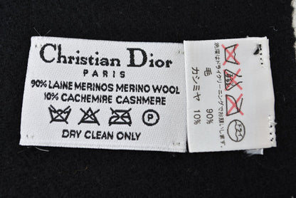 クリスチャンディオール マフラー Christian Dior ウインタースカーフ ウール/カシミヤ ロゴ/トロッター ブラック/グレー【中古】