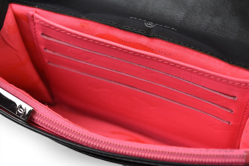 シャネル 財布/二つ折 CHANEL 折財布 カンボン A26722 ブラック/ブラック【中古】