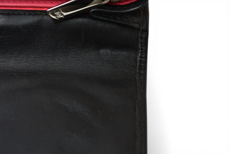 シャネル 財布/二つ折 CHANEL 折財布 カンボン A26722 ブラック/ブラック【中古】