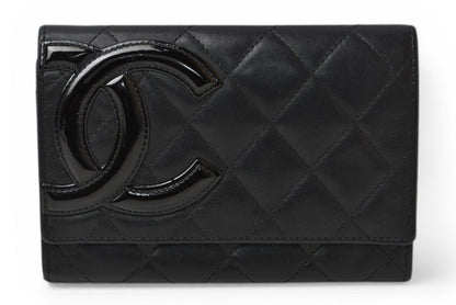 シャネル 財布/二つ折 CHANEL 折財布 カンボン A26722 ブラック/ブラック【中古】