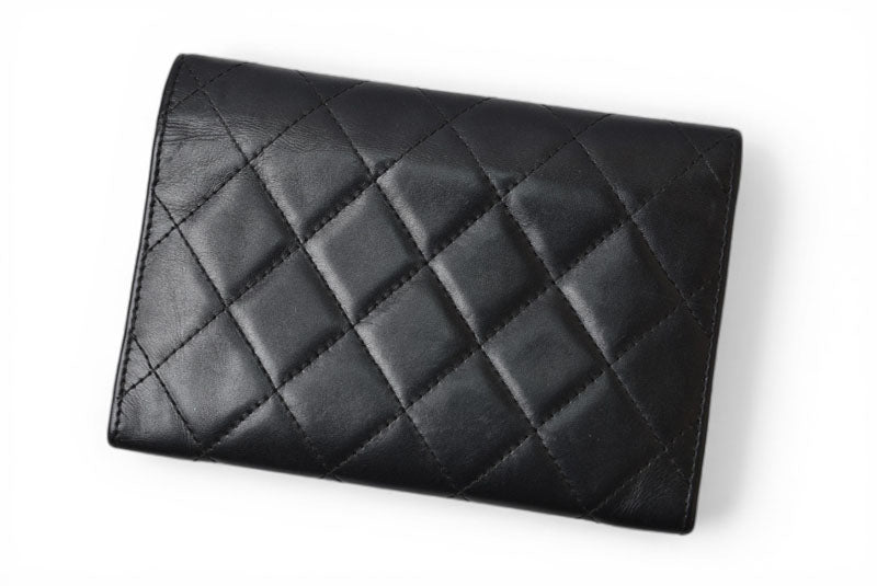 シャネル 財布/二つ折 CHANEL 折財布 カンボン A26722 ブラック/ブラック【中古】