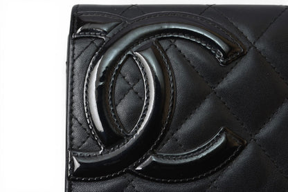シャネル 財布/二つ折 CHANEL 折財布 カンボン A26722 ブラック/ブラック【中古】