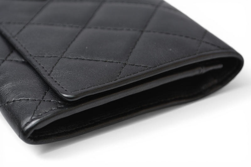 シャネル 財布/二つ折 CHANEL 折財布 カンボン A26722 ブラック/ブラック【中古】