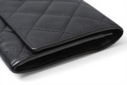 シャネル 財布/二つ折 CHANEL 折財布 カンボン A26722 ブラック/ブラック【中古】