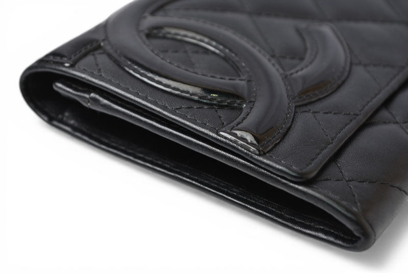 シャネル 財布/二つ折 CHANEL 折財布 カンボン A26722 ブラック/ブラック【中古】