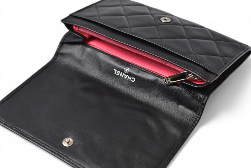 シャネル 財布/二つ折 CHANEL 折財布 カンボン A26722 ブラック/ブラック【中古】