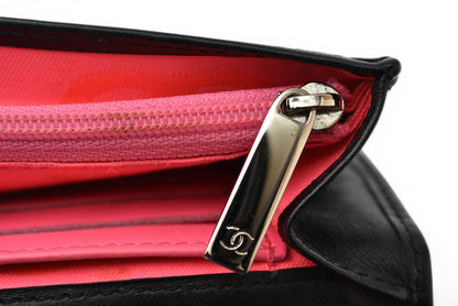 シャネル 財布/二つ折 CHANEL 折財布 カンボン A26722 ブラック/ブラック【中古】