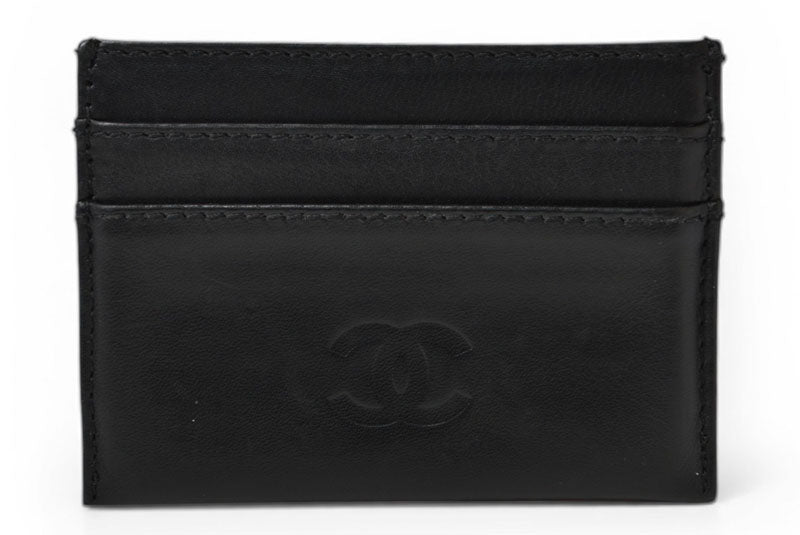 シャネル カードケース/名刺入れ ヴィンテージ CHANEL ココマーク エンボス加工 ラムスキン ブラック【中古】