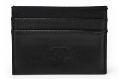 シャネル カードケース/名刺入れ ヴィンテージ CHANEL ココマーク エンボス加工 ラムスキン ブラック【中古】