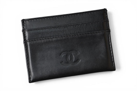 シャネル カードケース/名刺入れ ヴィンテージ CHANEL ココマーク エンボス加工 ラムスキン ブラック【中古】