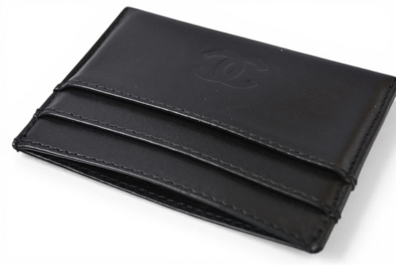 シャネル カードケース/名刺入れ ヴィンテージ CHANEL ココマーク エンボス加工 ラムスキン ブラック【中古】