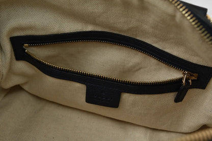 グッチ ミニボストンバッグ/ショルダーバッグ 2way GUCCI レザー ダークネイビー/ゴールドライン 269876【中古】
