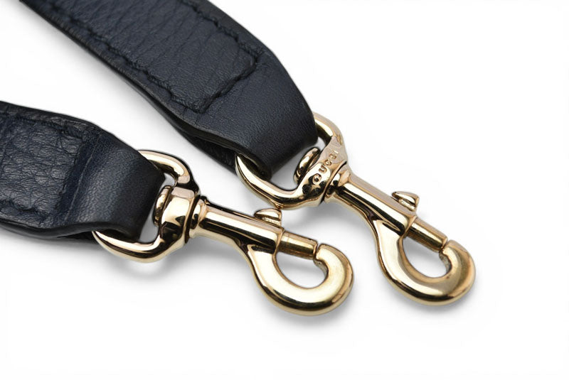 グッチ ミニボストンバッグ/ショルダーバッグ 2way GUCCI レザー ダークネイビー/ゴールドライン 269876【中古】