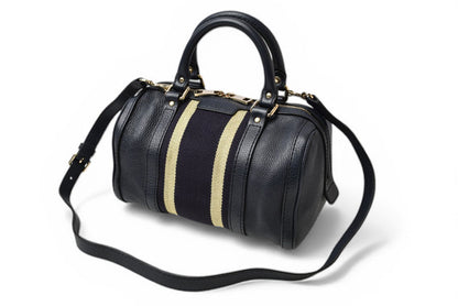 グッチ ミニボストンバッグ/ショルダーバッグ 2way GUCCI レザー ダークネイビー/ゴールドライン 269876【中古】