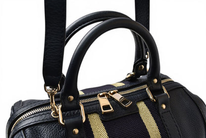 グッチ ミニボストンバッグ/ショルダーバッグ 2way GUCCI レザー ダークネイビー/ゴールドライン 269876【中古】