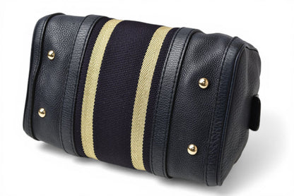グッチ ミニボストンバッグ/ショルダーバッグ 2way GUCCI レザー ダークネイビー/ゴールドライン 269876【中古】