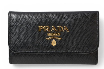プラダ キーケース/キーホルダー PRADA 6連 1PG222 SAFFIANO METAL/型押しレザー NERO/ブラック【中古】