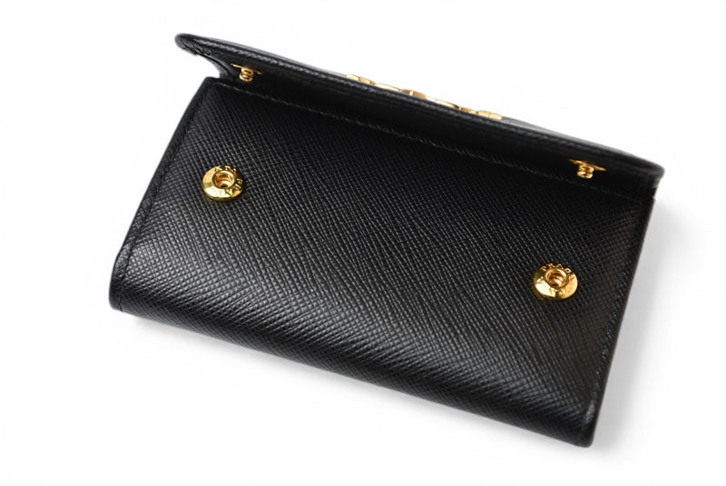 プラダ キーケース/キーホルダー PRADA 6連 1PG222 SAFFIANO METAL/型押しレザー NERO/ブラック【中古】