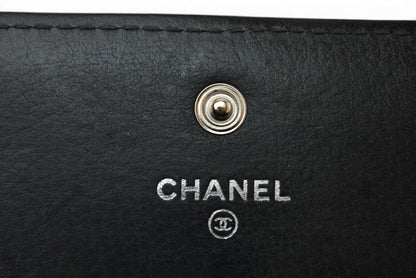 シャネル 財布 二つ折り CHANEL 長財布 ワイルドステッチ ブラック【中古】