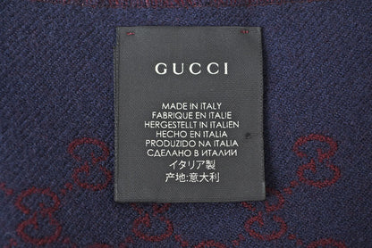 グッチ マフラー GUCCI リバーシブル メンズ/レディース ウインタースカーフ ウール100% GG柄 ワイン/ネイビー 391246 4G200 6168 【中古】