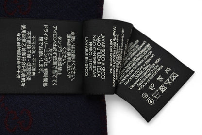 グッチ マフラー GUCCI リバーシブル メンズ/レディース ウインタースカーフ ウール100% GG柄 ワイン/ネイビー 391246 4G200 6168 【中古】