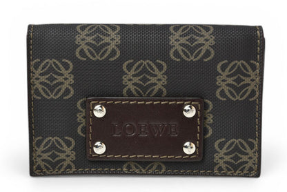 ロエベ カードケース/コインケース LOEWE レザー アナグラム ブラウン【中古】